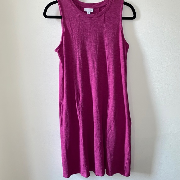 J. Jill Fuchsia Cotton/Modal Blend Sleeveless Dress with pockets - Picture 1 of 7
